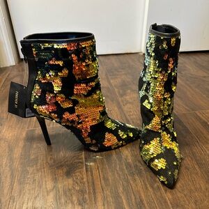 Forever 21 sequin and velvet tall ankle boots